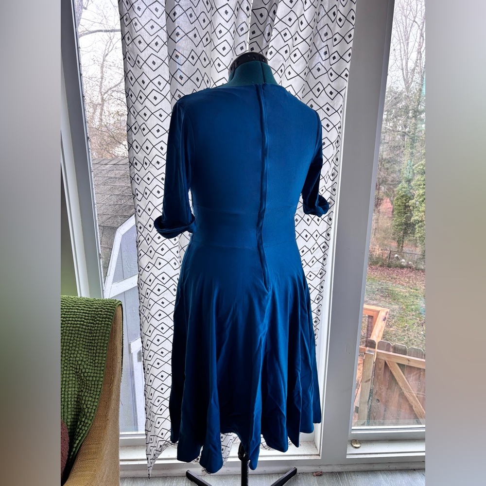 Unique Vintage Delores swing midi dress dark teal size large - Picture 3 of 8